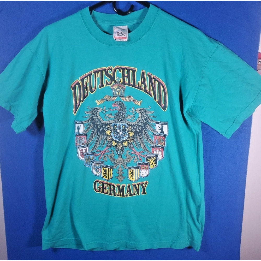 Vintage Deutchland Germany Teal T-Shirt Men's Size Medium